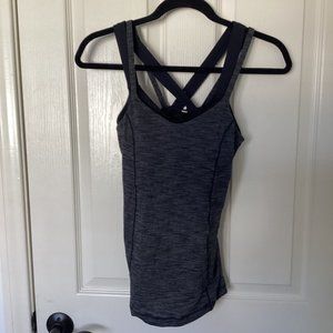 Lululemon Womens Grey and Black Size 6 Criss Cross Workout top